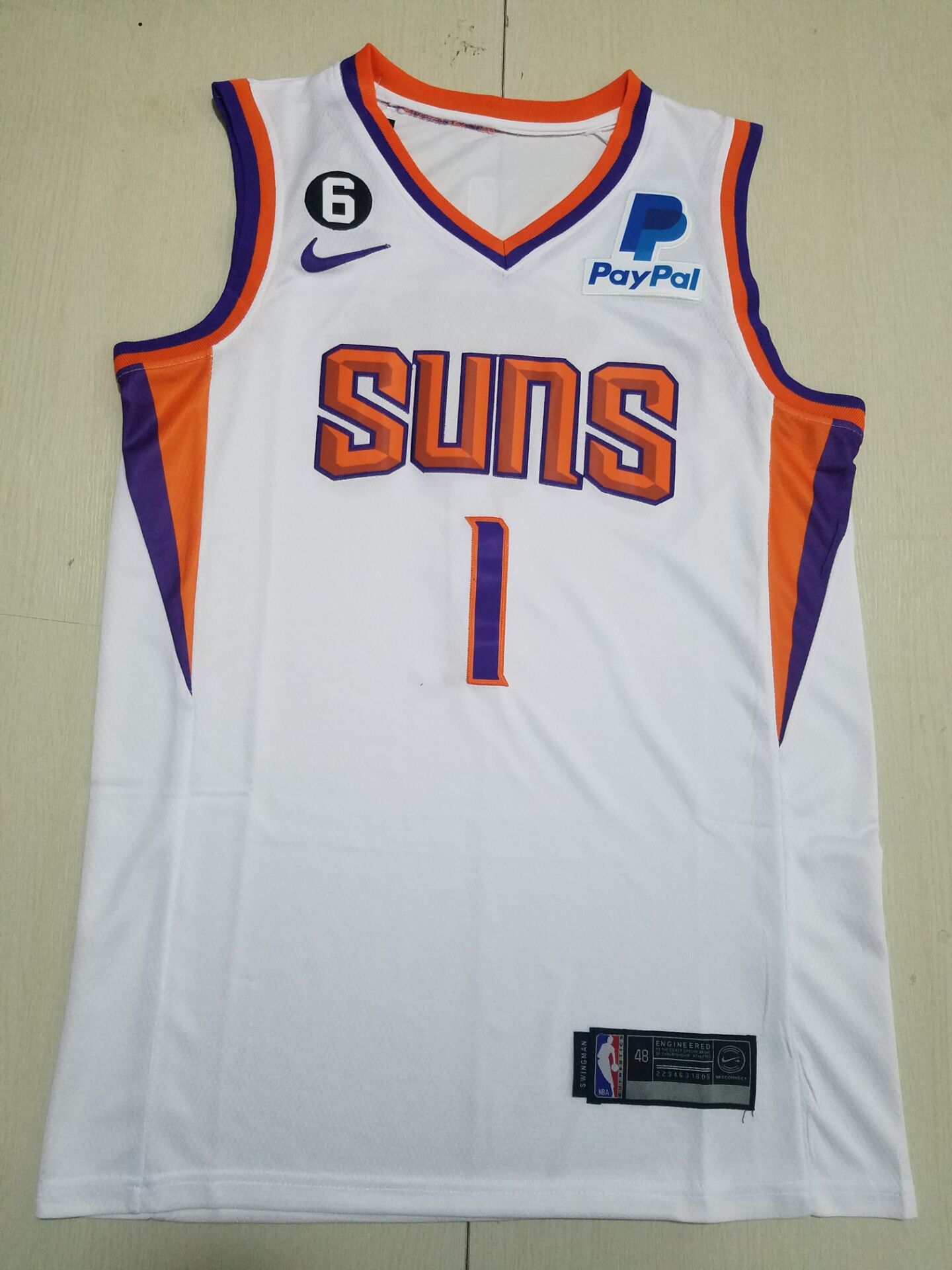 Men Phoenix Suns #1 Booker White Nike Paypal 2023 NBA Jersey